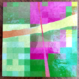 Dessous de verre - Vert et Fuchsia
