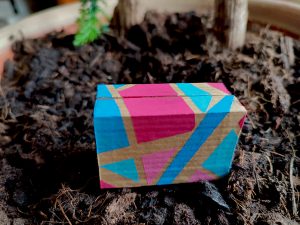 Porte-carte bleu et rose